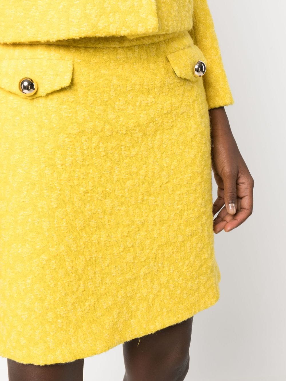 Shop Kate Spade High-waist Bouclé Miniskirt In Yellow