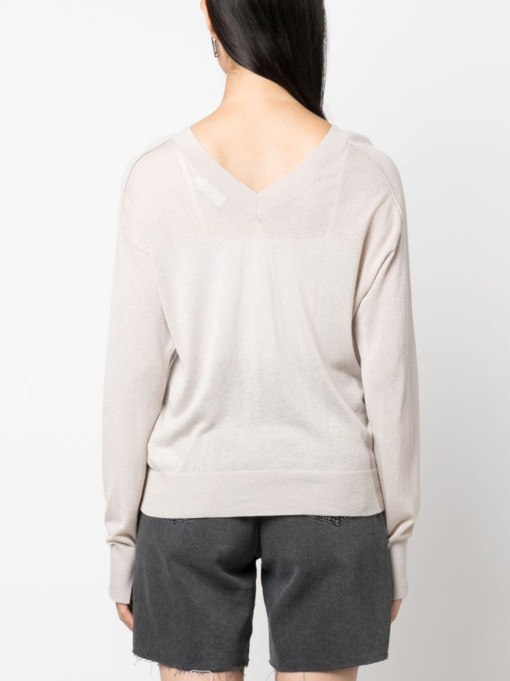 Shop Calvin Klein V-neck Wool Jumper In Neutrals