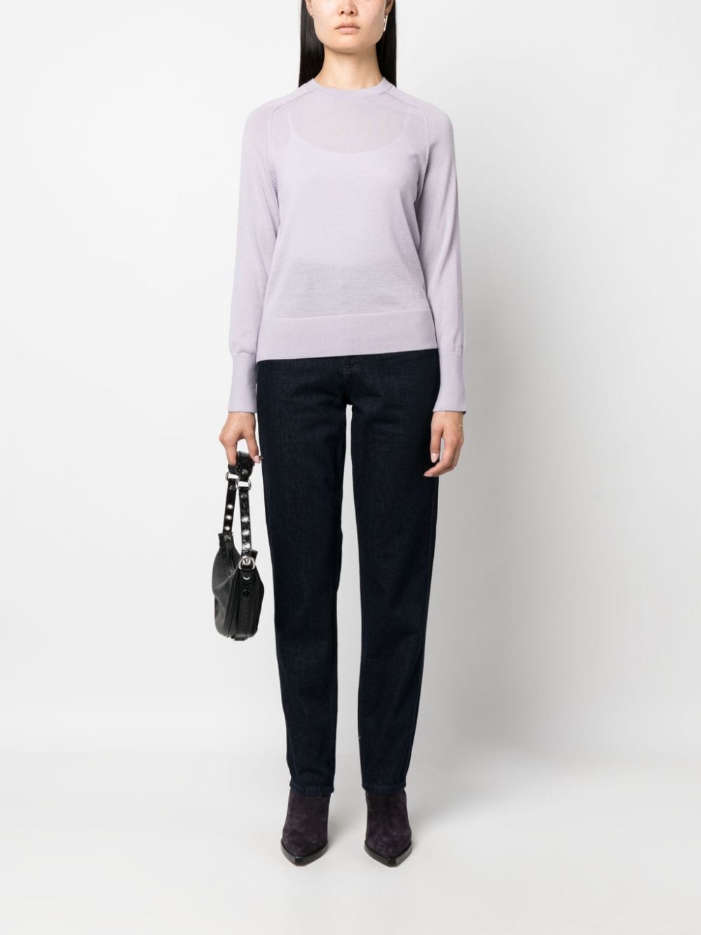 Shop Calvin Klein Fine-knit Wool Jumper In Purple