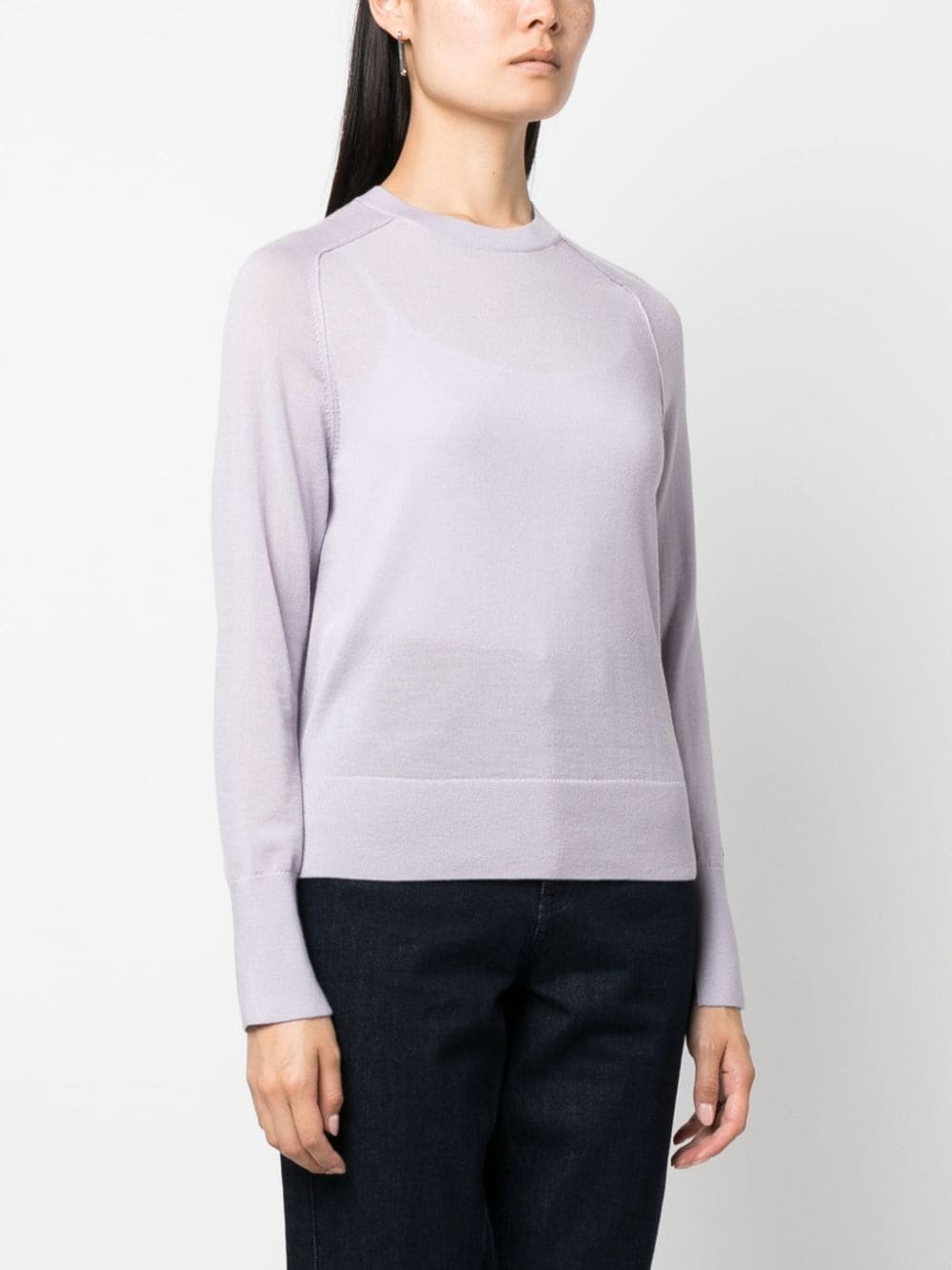 Shop Calvin Klein Fine-knit Wool Jumper In Purple