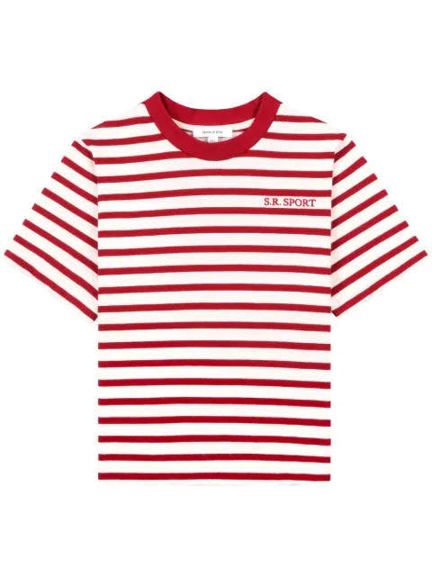 Sporty & Rich logo-embroidered striped T-shirt