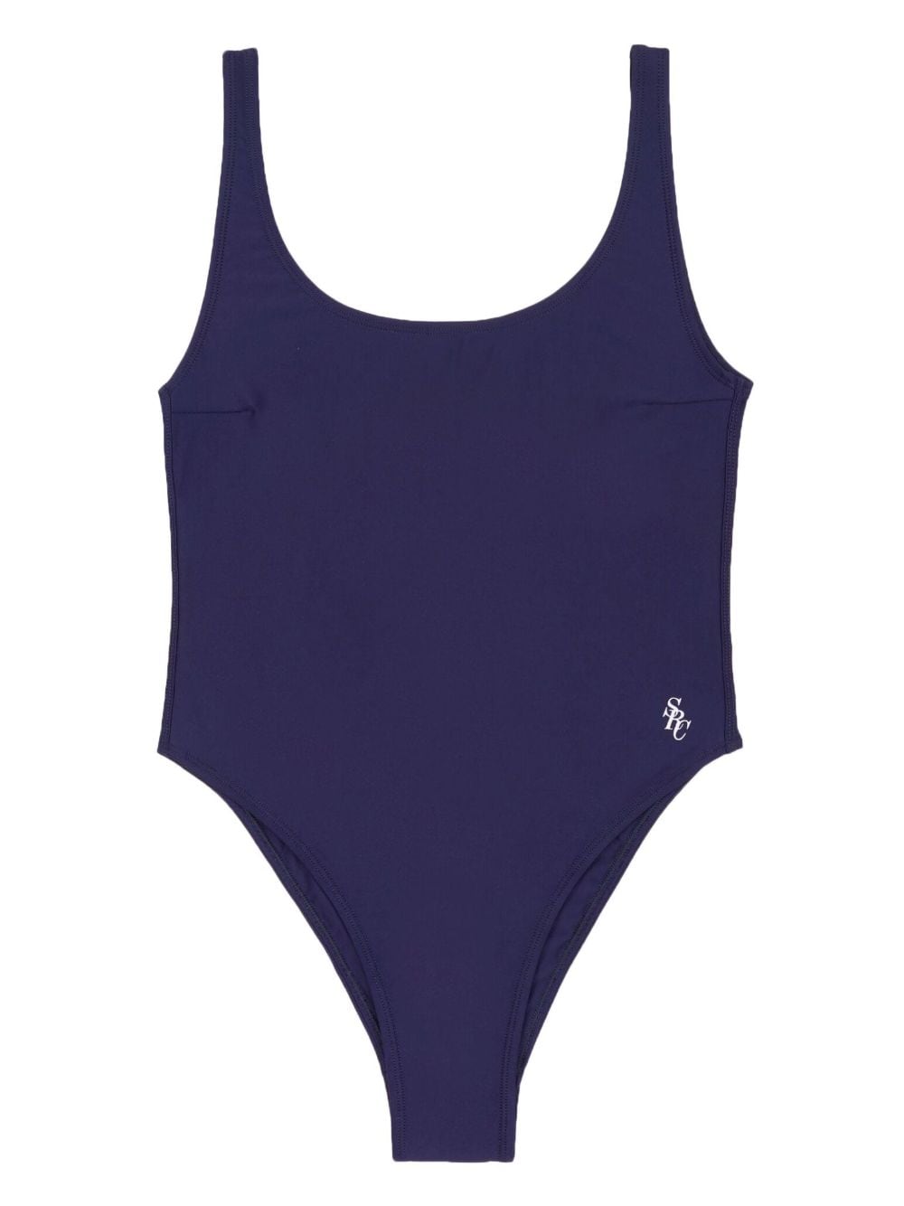 Sporty And Rich Carla Scoop-neck Swimsuit In Blue