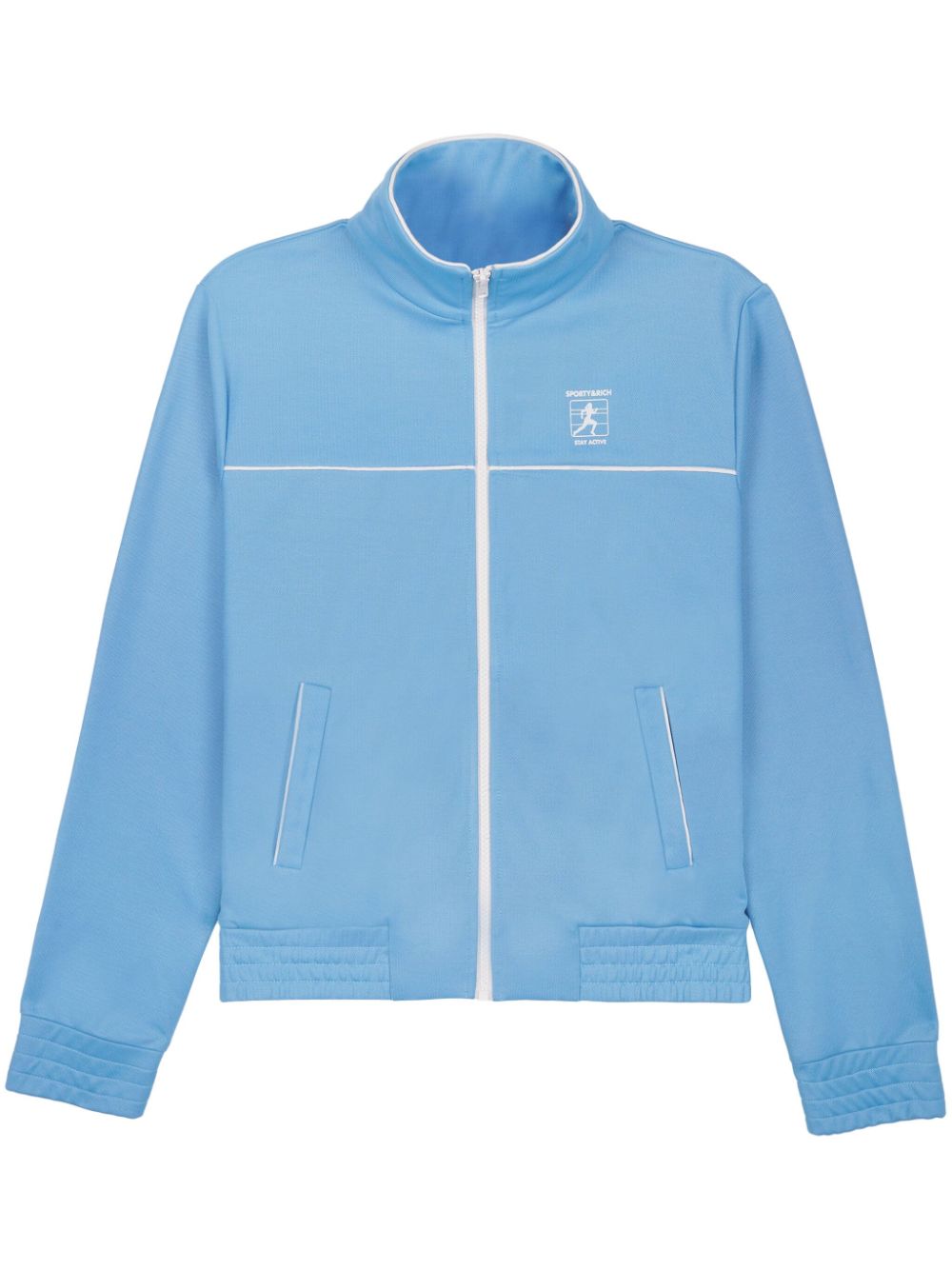 sporty & rich veste zippée à logo imprimé - bleu