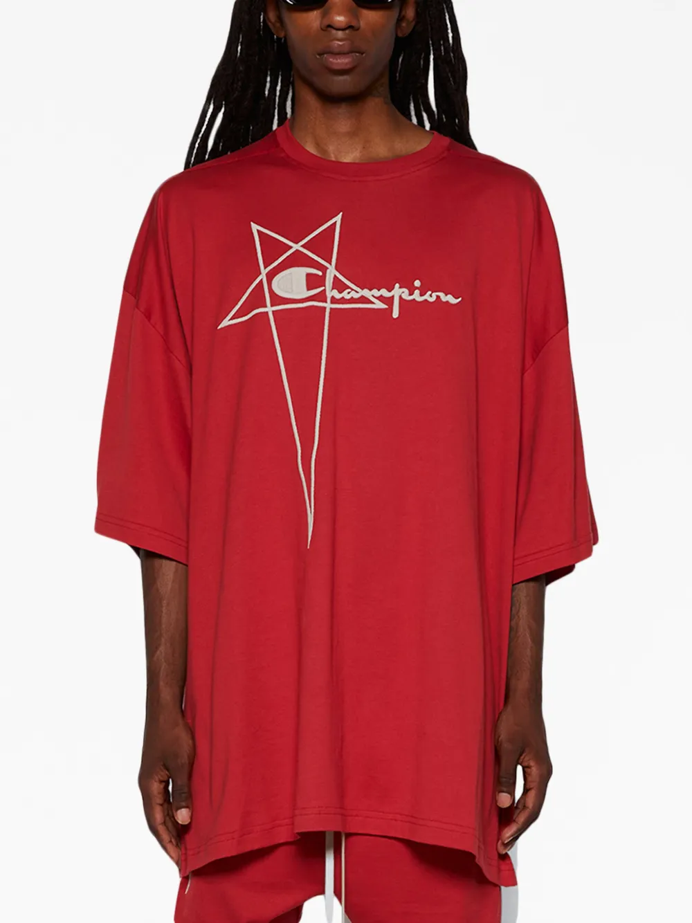 Rick Owens x Champion katoenen T-shirt Rood