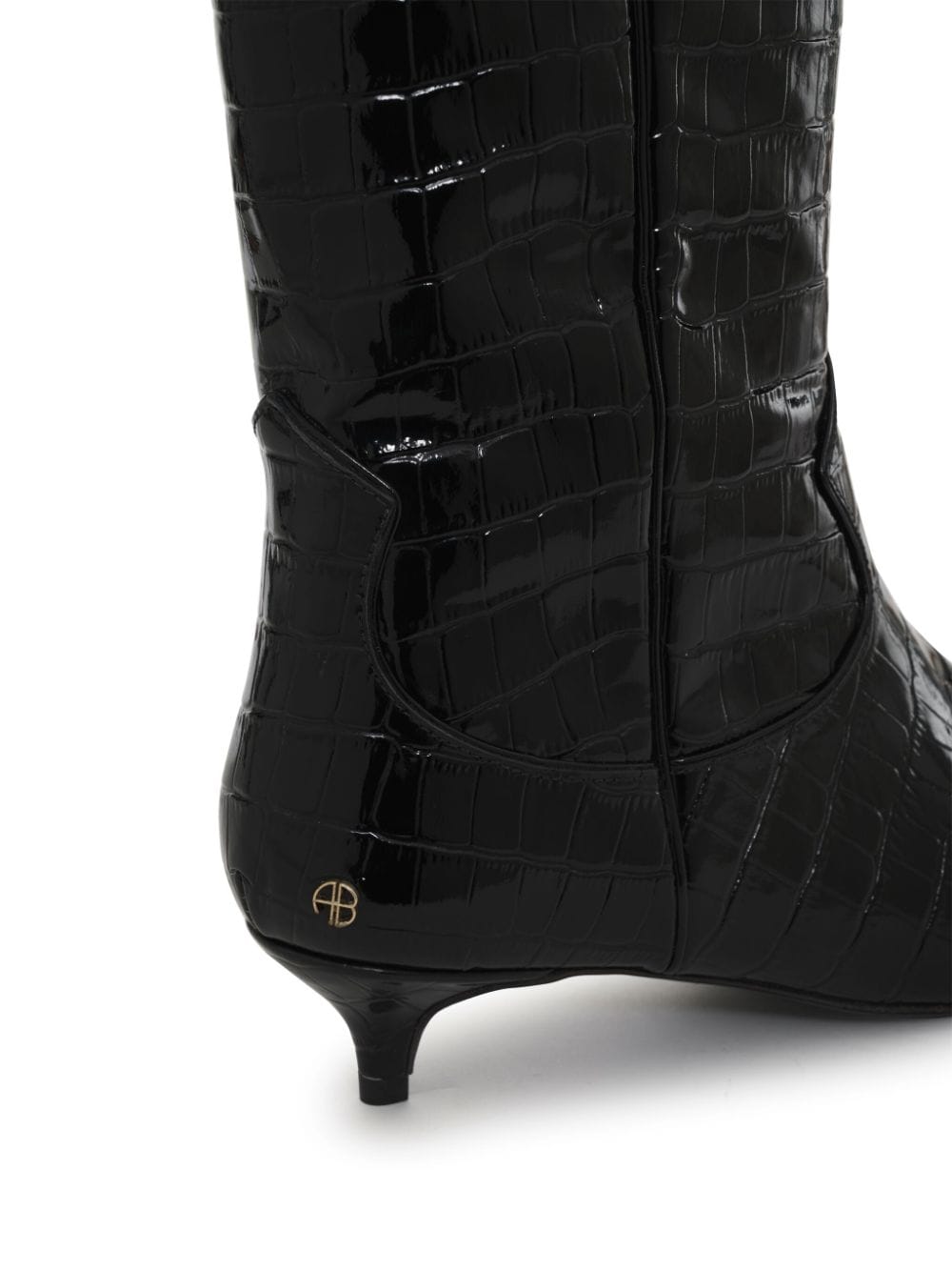 Shop Anine Bing Tall Rae 40mm Crocodile-embossed Boots In Black