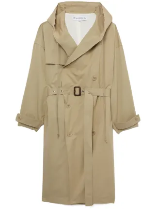 Hooded belted hotsell trench coat