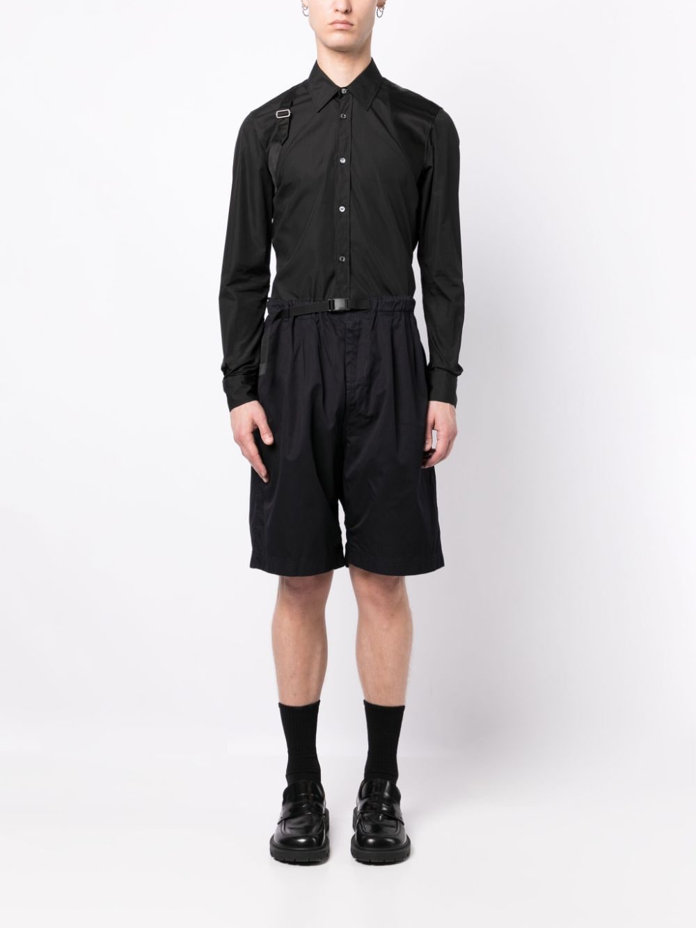 Comme Des Garçons Homme pleat-detail cotton shorts - Zwart