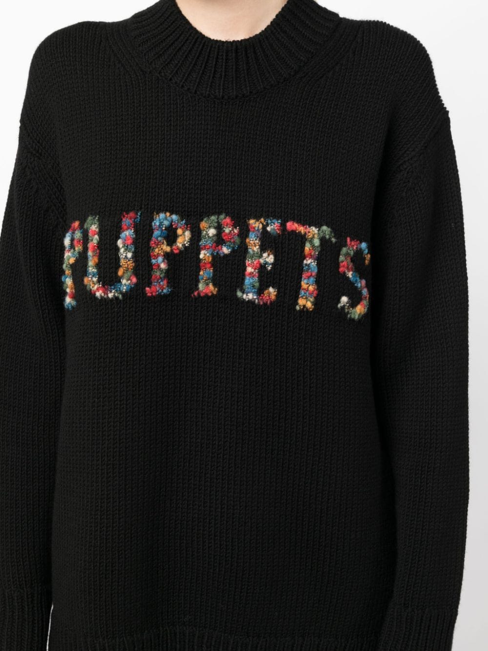 Shop Puppets And Puppets Logo-embroidered Jumper In Black