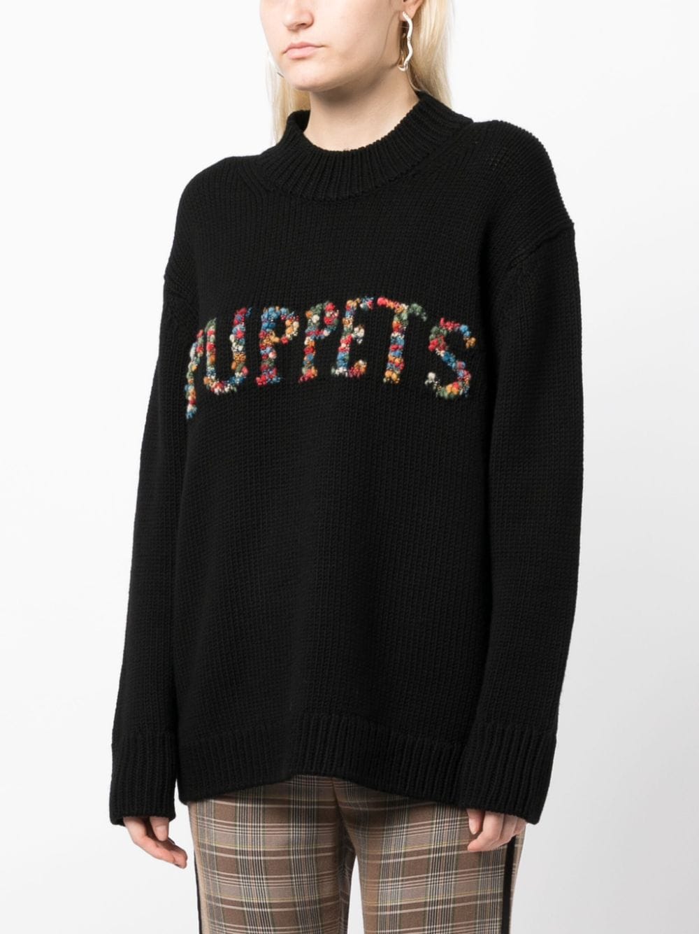 Shop Puppets And Puppets Logo-embroidered Jumper In Black
