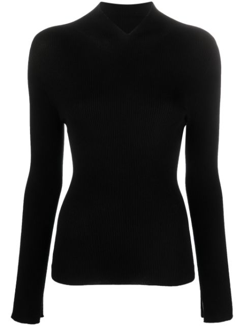 A.P.C. ribbed-knit split-neck jumper Women