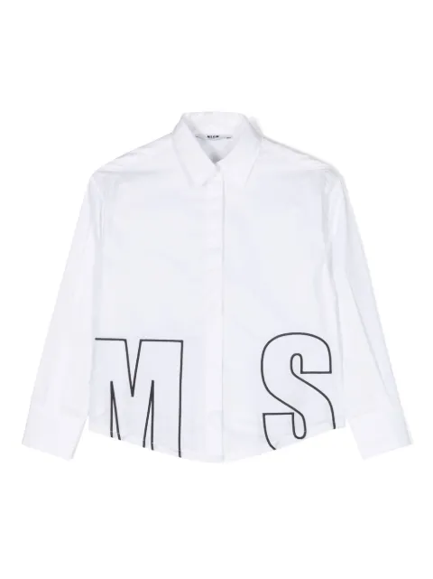 MSGM Kids logo-embroidered cotton shirt