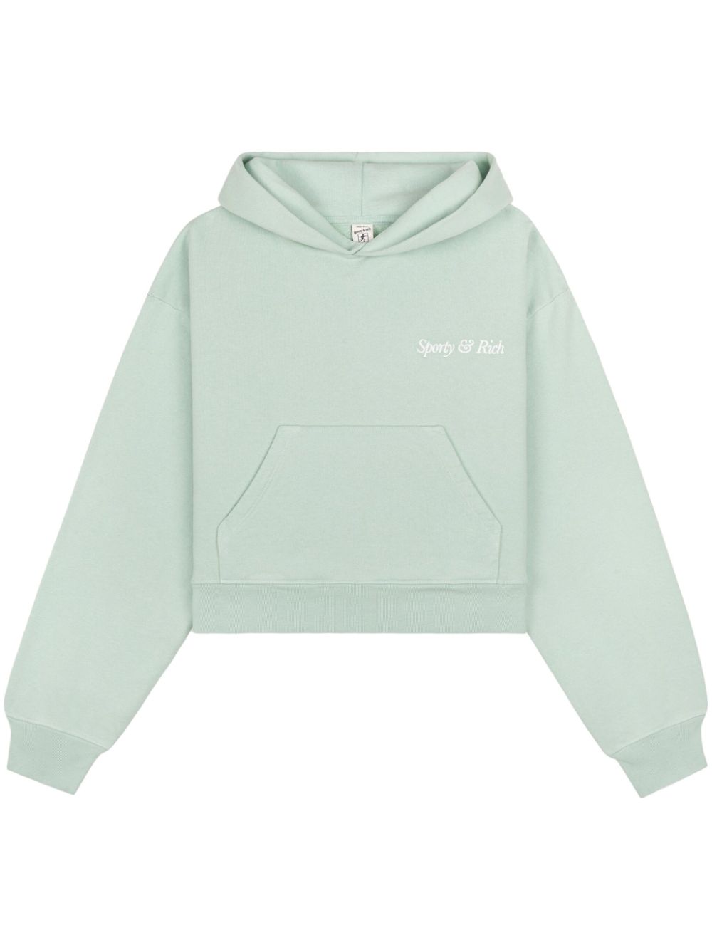 Shop Sporty And Rich Logo-embroidered Cropped Hoodie In Green