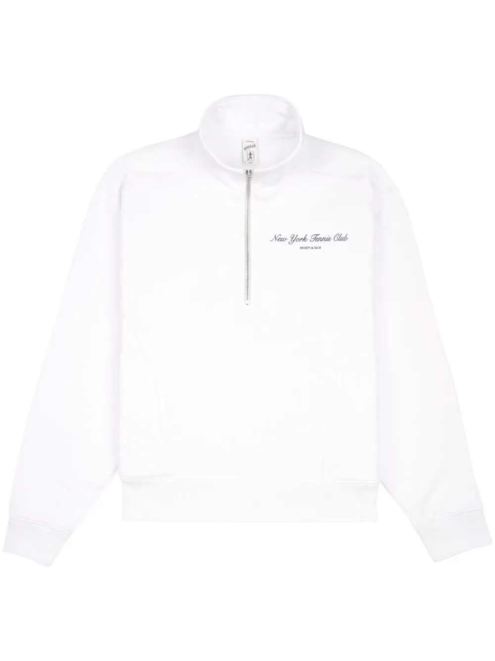 Sporty And Rich Logo-print Half-zip Sweatshirt In White