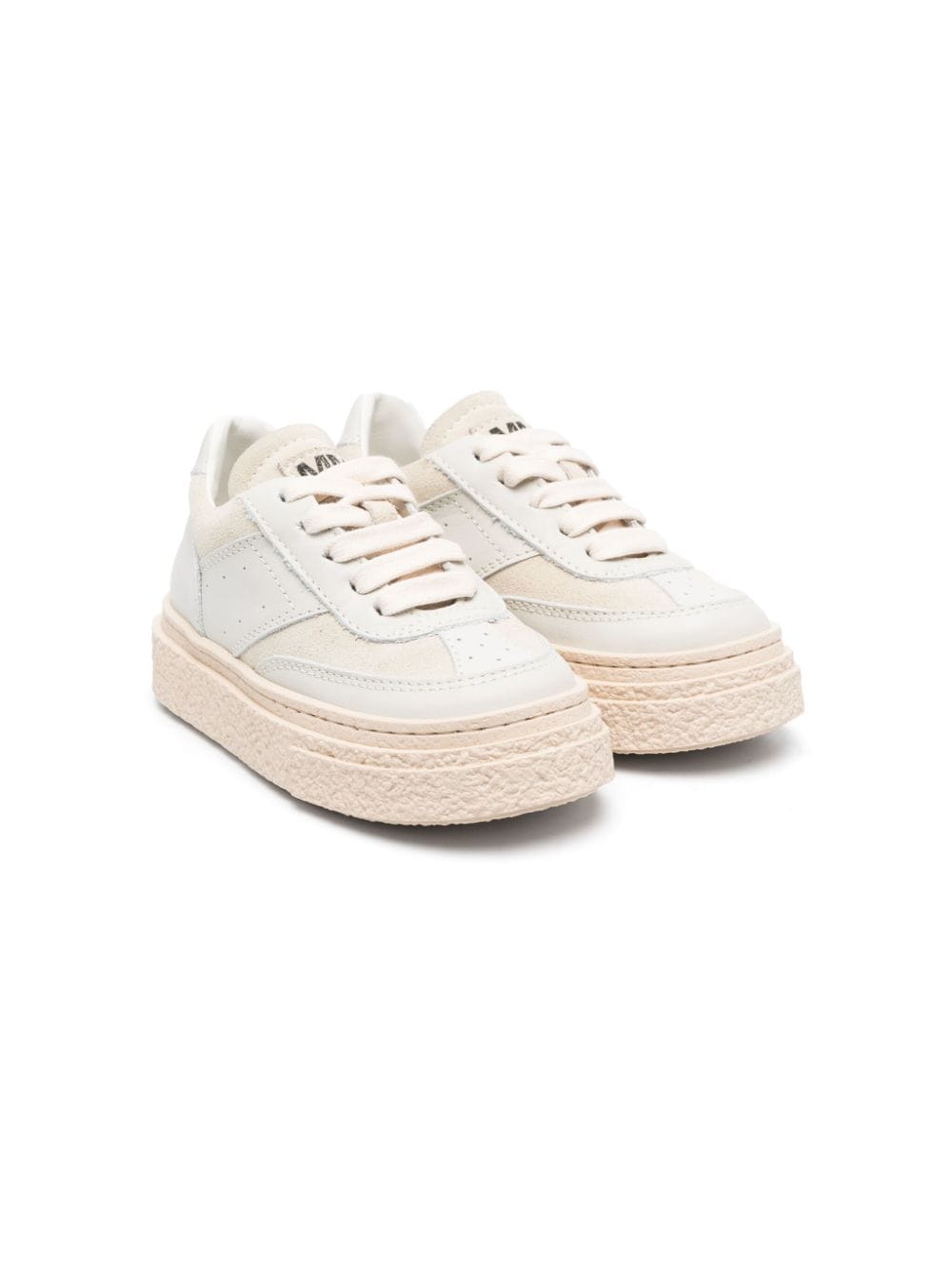 Mm6 Maison Margiela Kids' Lace-up Leather Sneakers In Neutrals