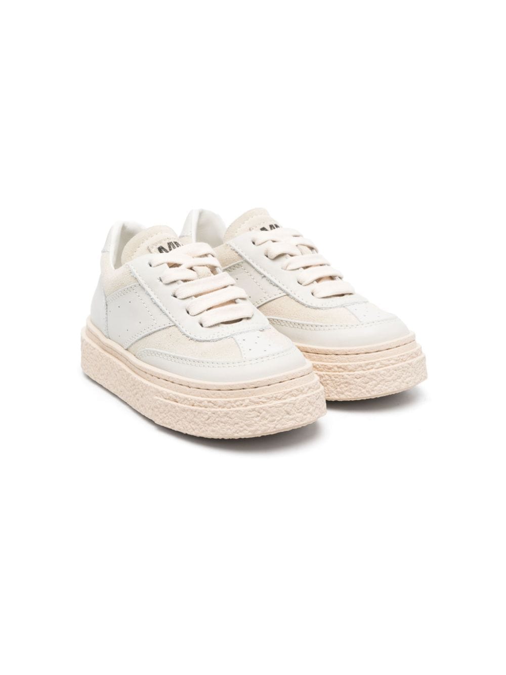 mm6 maison margiela kids baskets en cuir à lacets - tons neutres