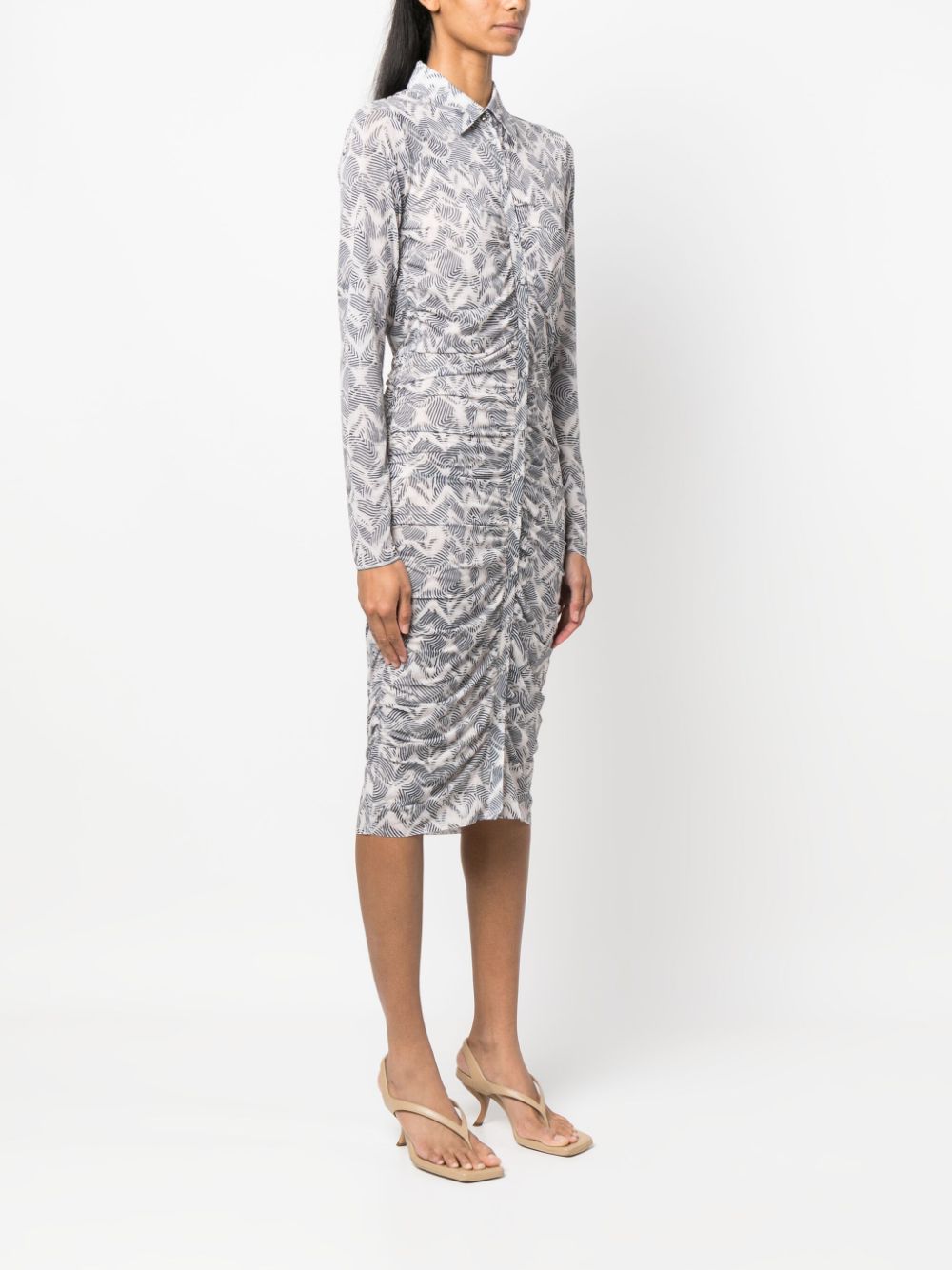 GANNI graphic-print gathered dress Women