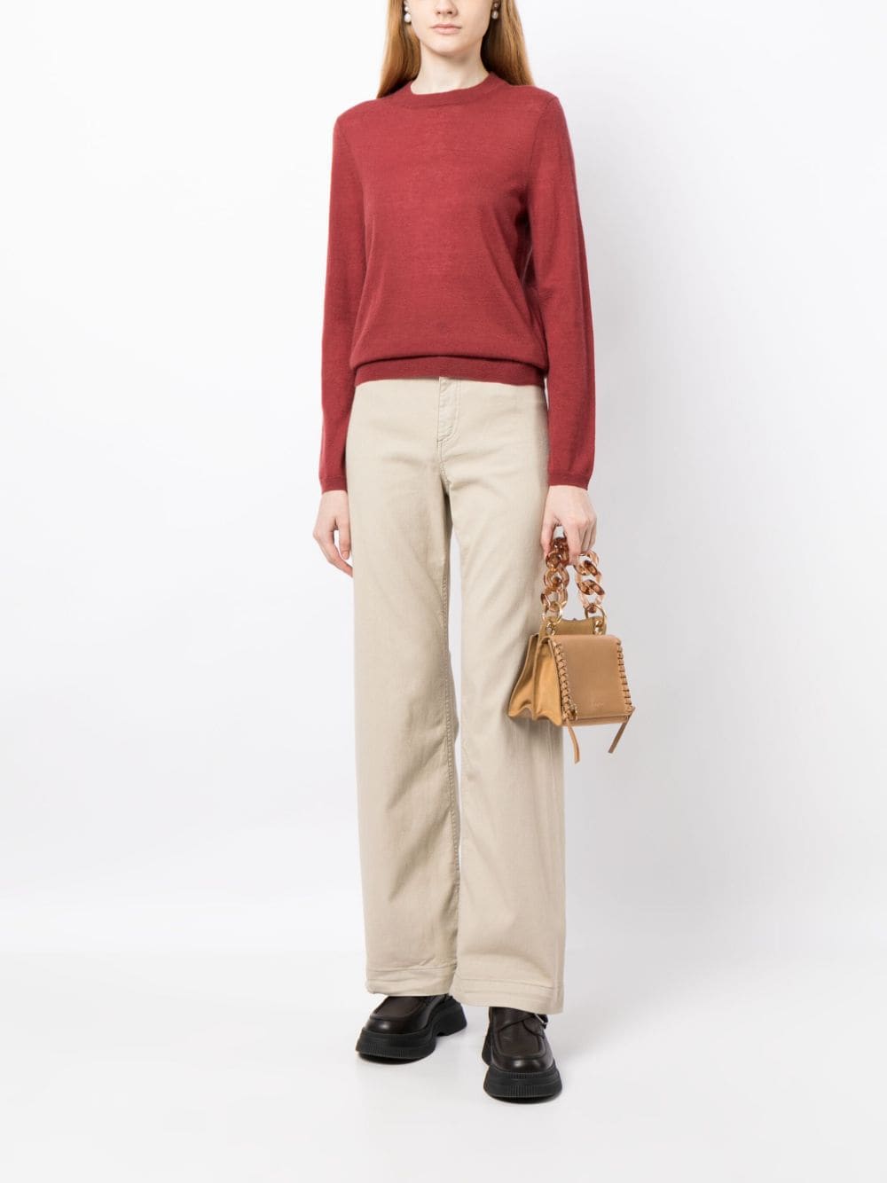 Shop Bonpoint Crew-neck Cashmere Knit Top In Red