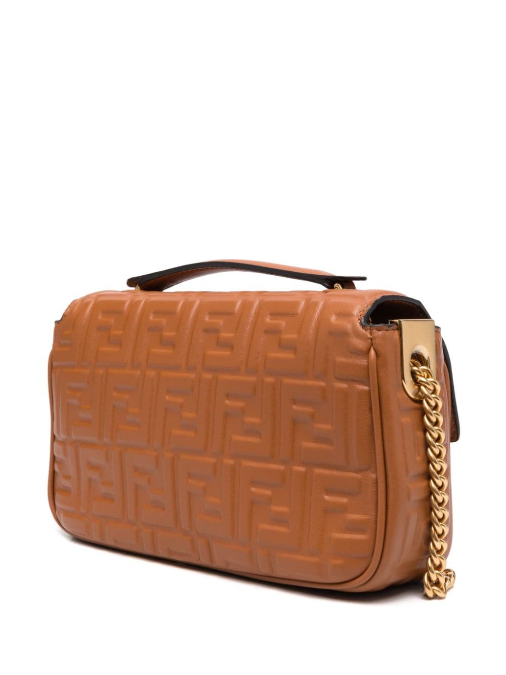 Shop Fendi Medium Baguette Chain Shoulder Bag In Brown