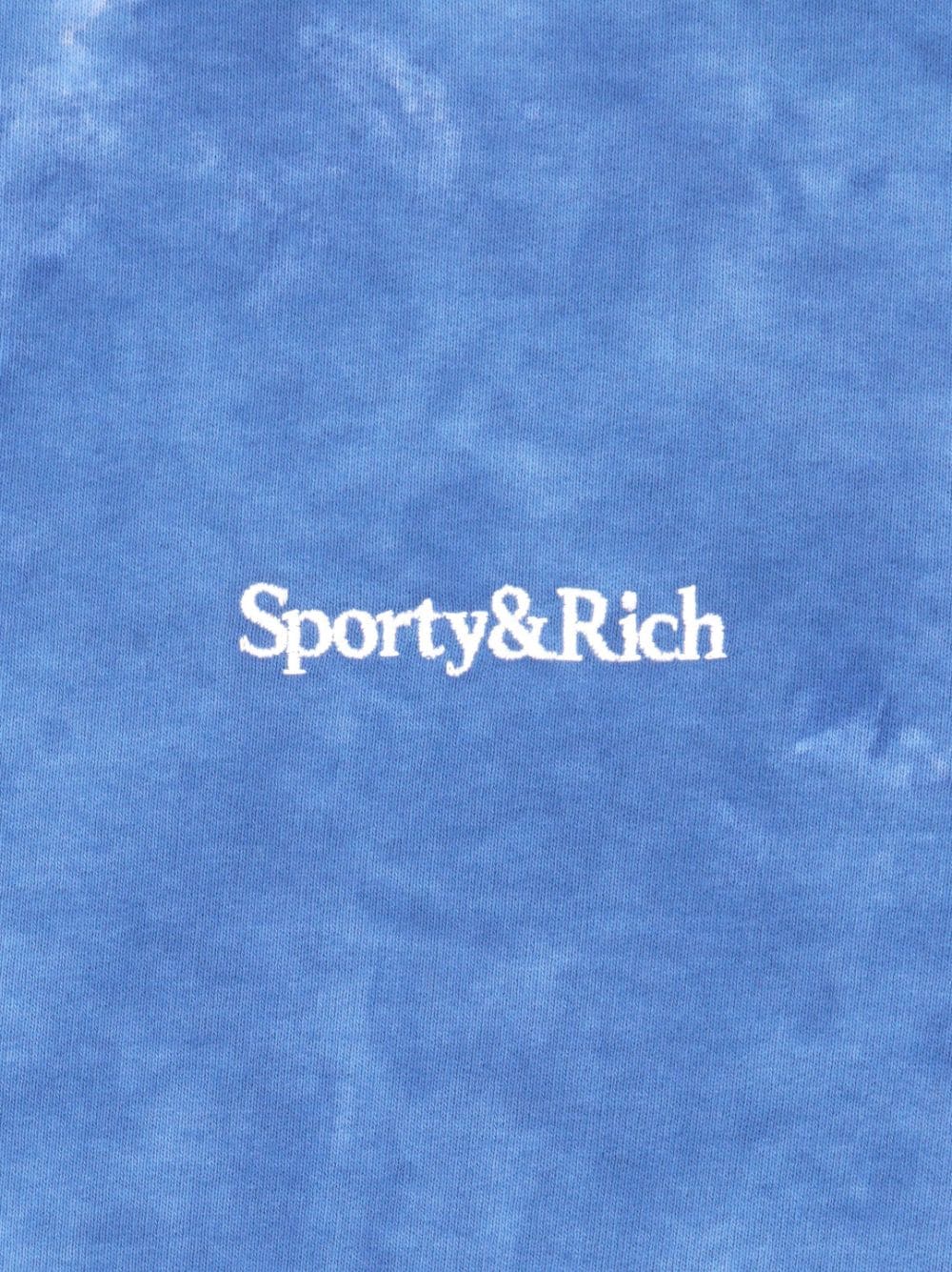 Shop Sporty And Rich Logo-embroidered Tie-dye Sweatshirt In Blue