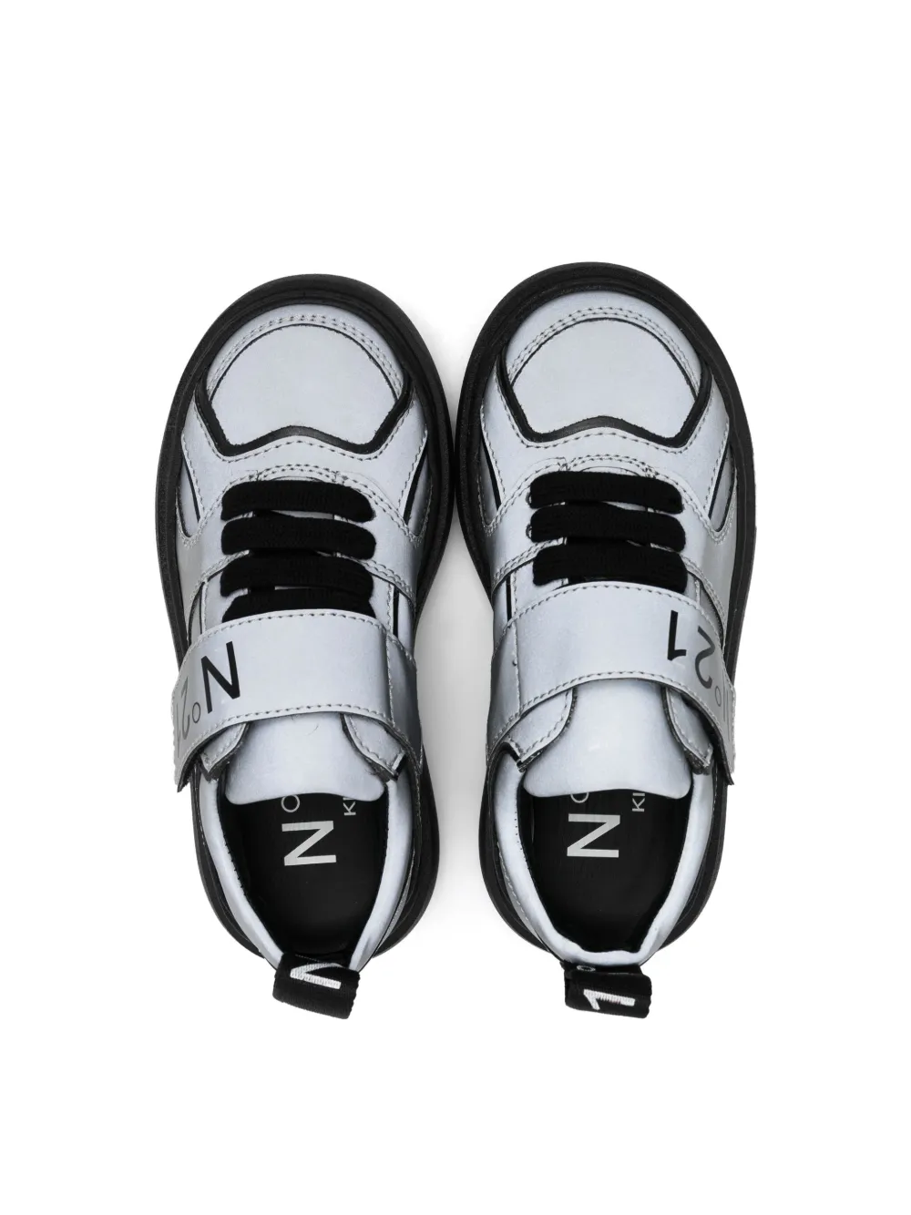 Shop N°21 Logo-print Leather Sneakers In Grey