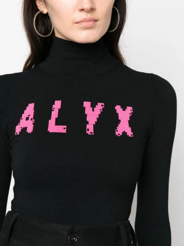 1017 ALYX 9SM Logo intarsia-knit Jumper | Black | FARFETCH GE