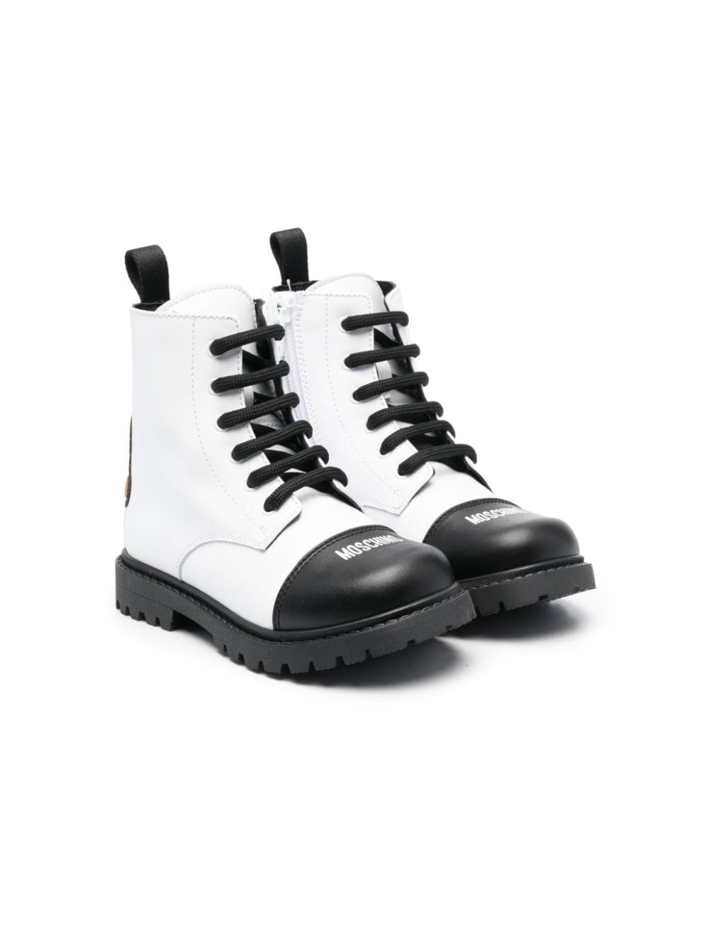Image 1 of Moschino Kids Teddy-patch leather combat boots