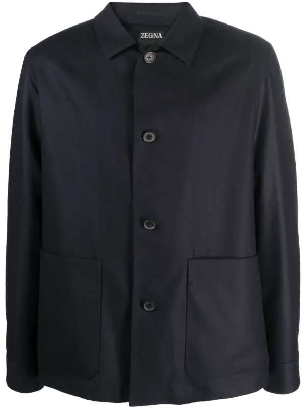Black wool shirt jacket sale