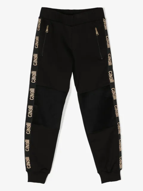 Roberto Cavalli Junior logo-stripe track pants