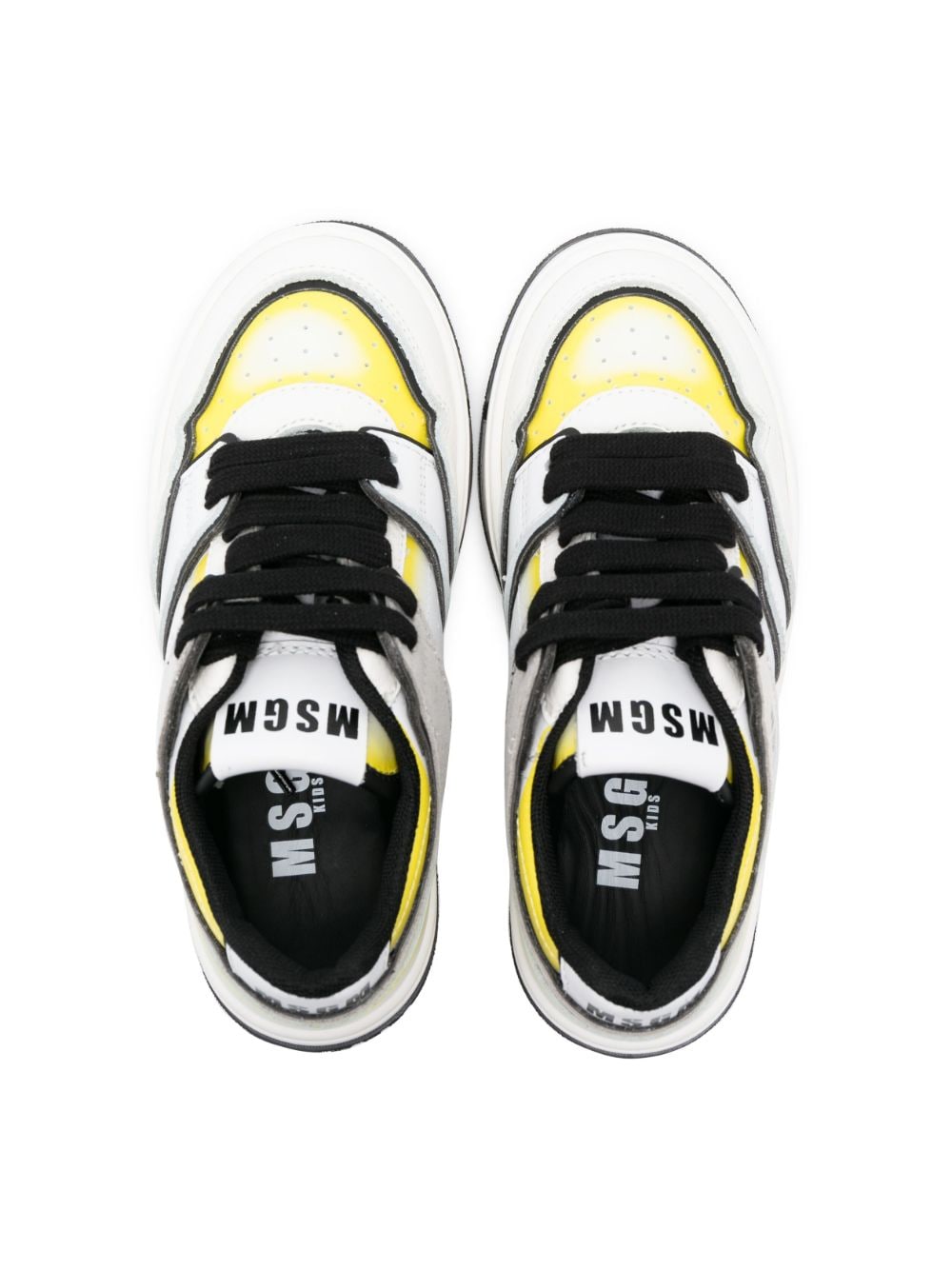Shop Msgm Multi-panel Lace-up Sneakers In White