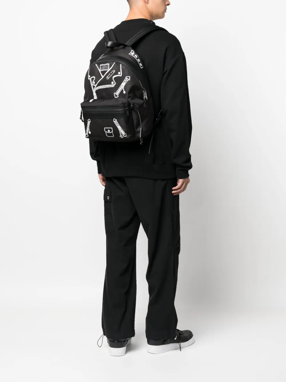 Moschino illustration-print leather backpack - Zwart