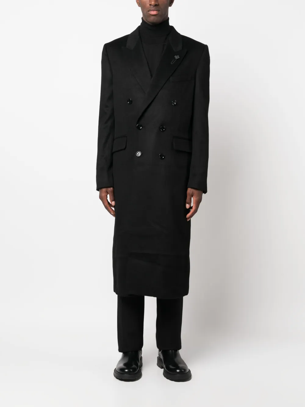 Lardini Attitude woven double-breasted coat - Zwart