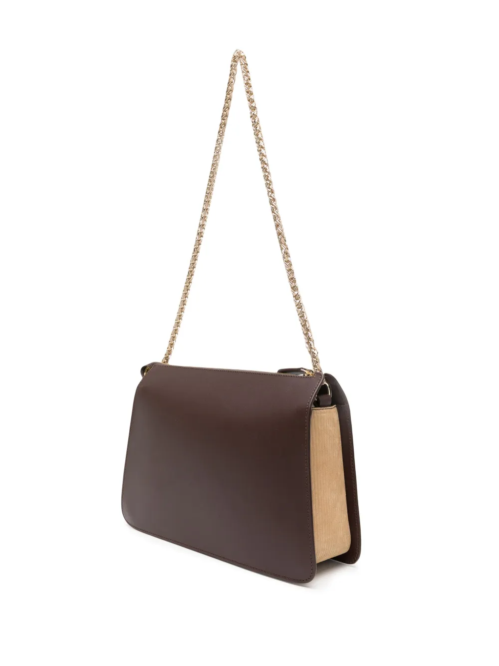 Apc Ella Corduroy-panelled Leather Bag In Brown