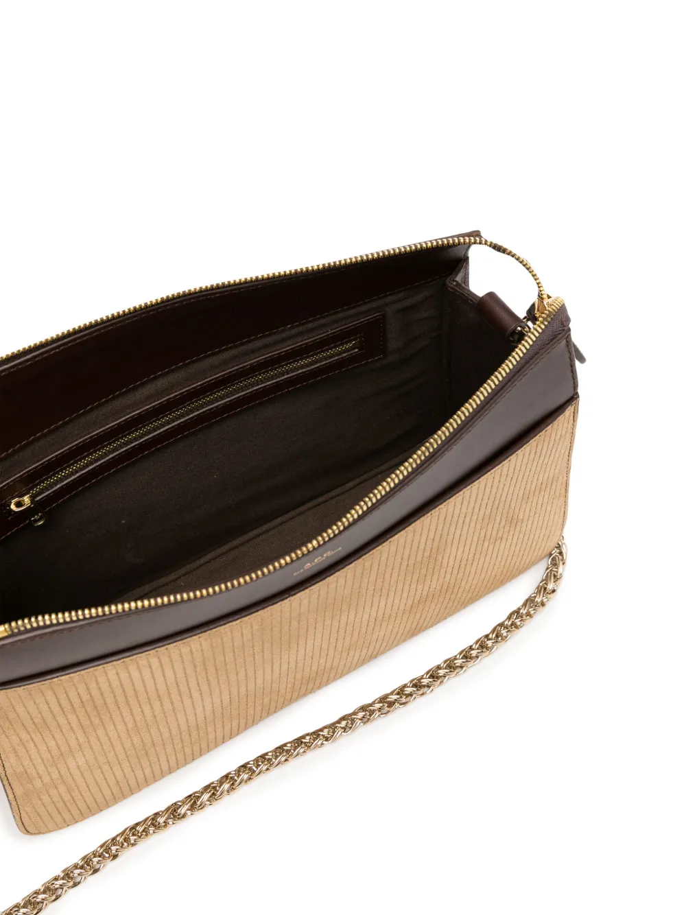 Apc Ella Corduroy-panelled Leather Bag In Brown