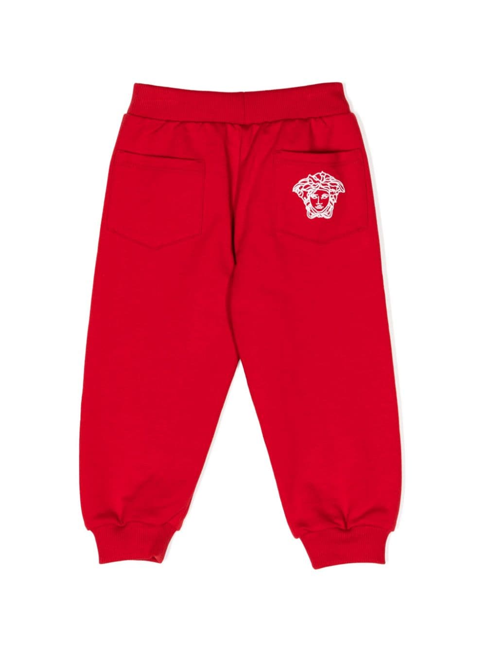 Shop Versace Greca-pattern Cotton Track Pants In Red