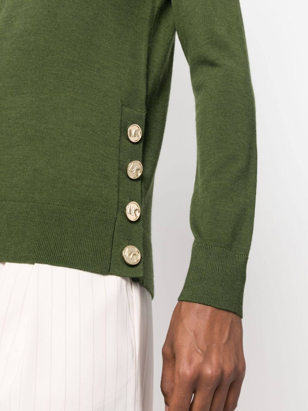 Shop Michael Michael Kors Decorative-button Wool Jumper In Green