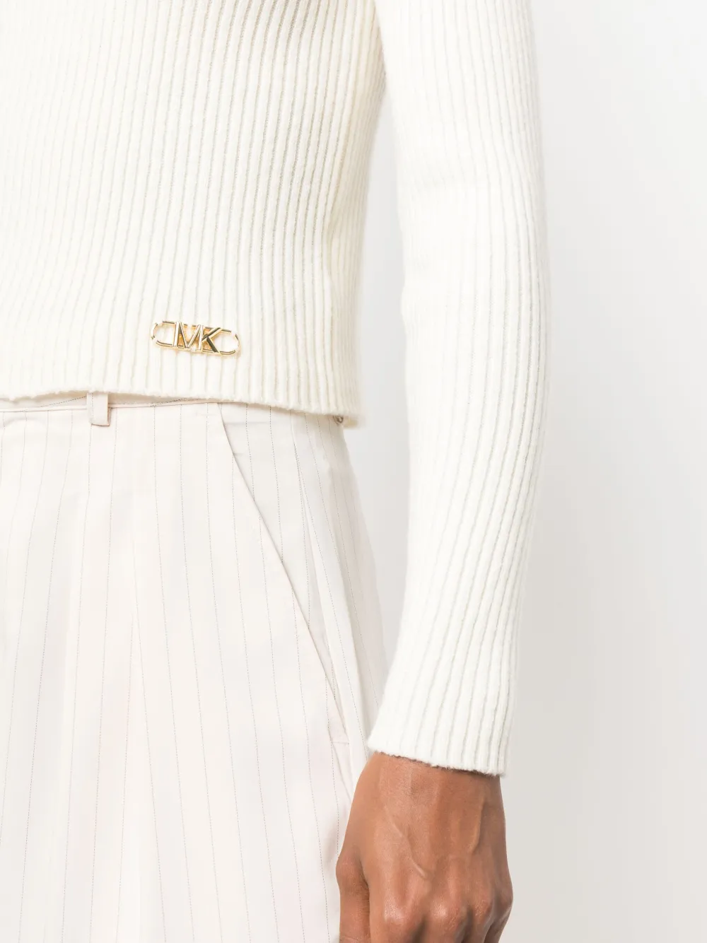 Shop Michael Michael Kors High-neck Chunky-knit Jumper In Neutrals