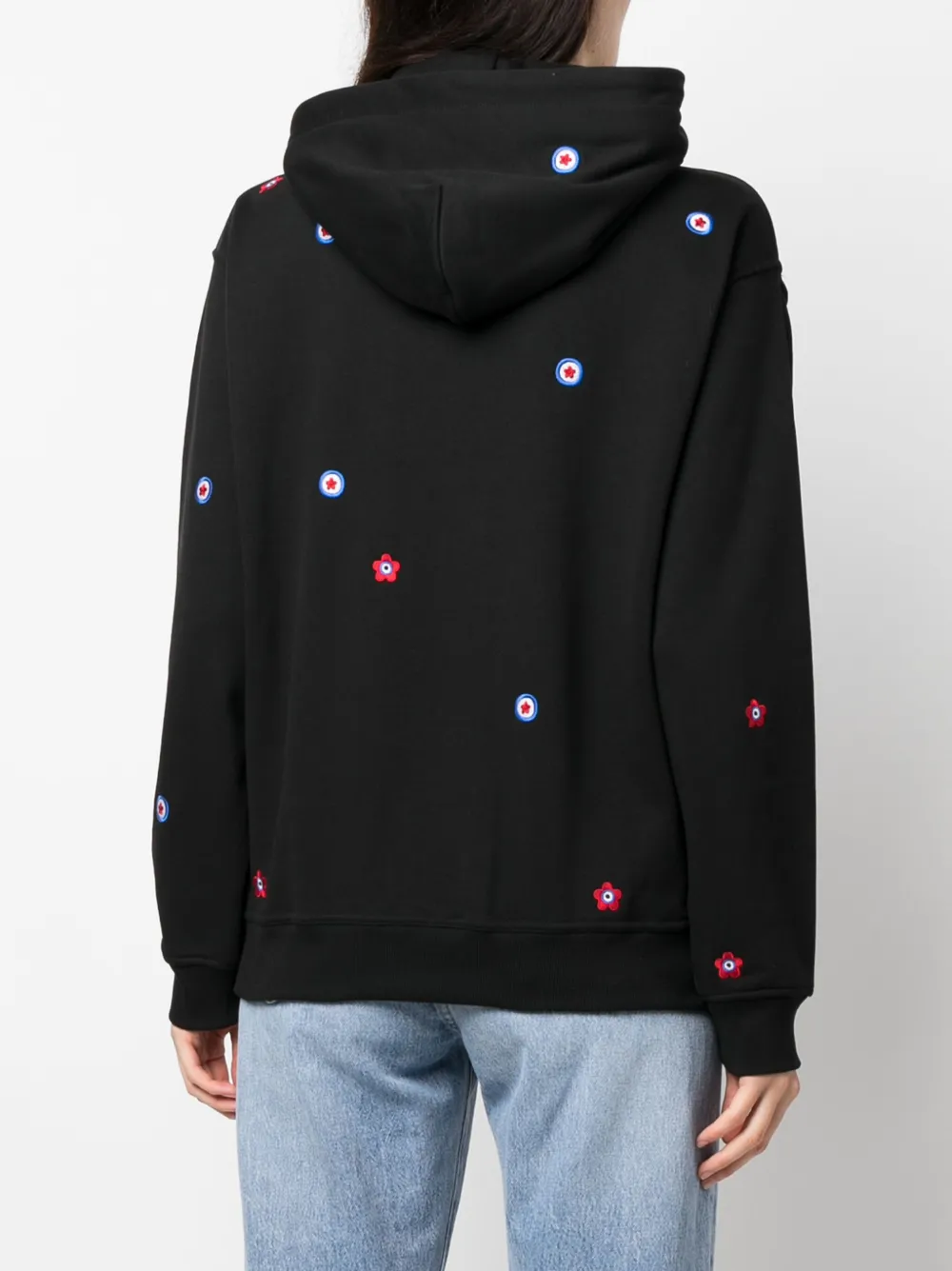 Shop Kenzo Embroidered-design Cotton Hoodie In Black