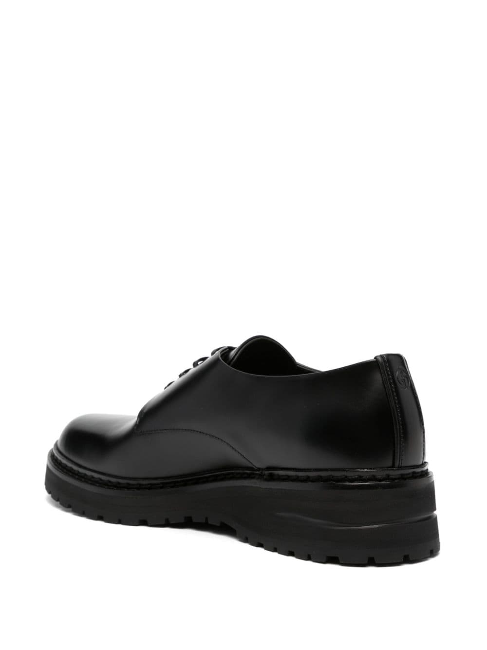 Shop Giorgio Armani Almond-toe Leather Derby Shoes In Black
