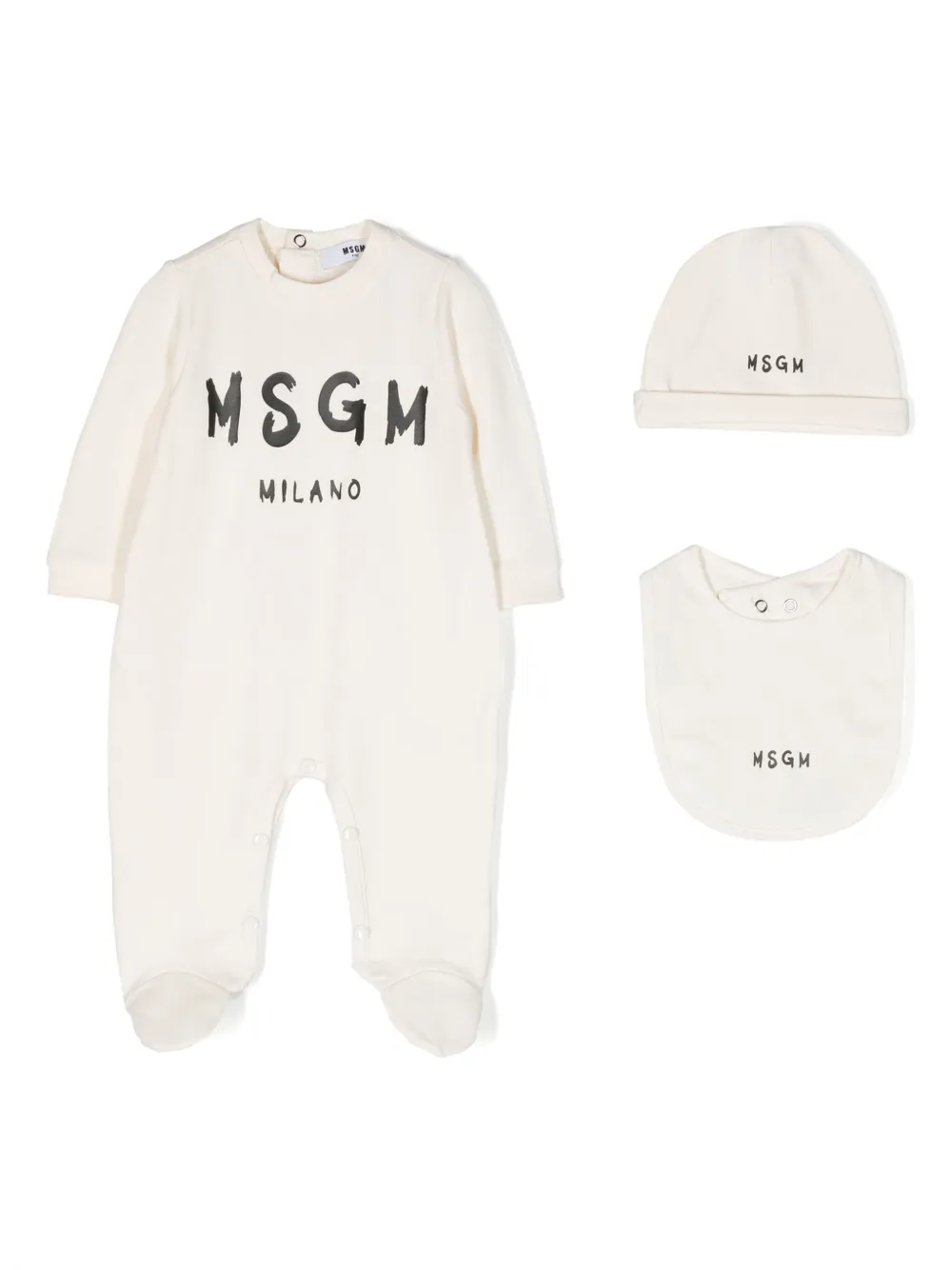 Msgm Babies' Logo-print Pajamas Set In Beige