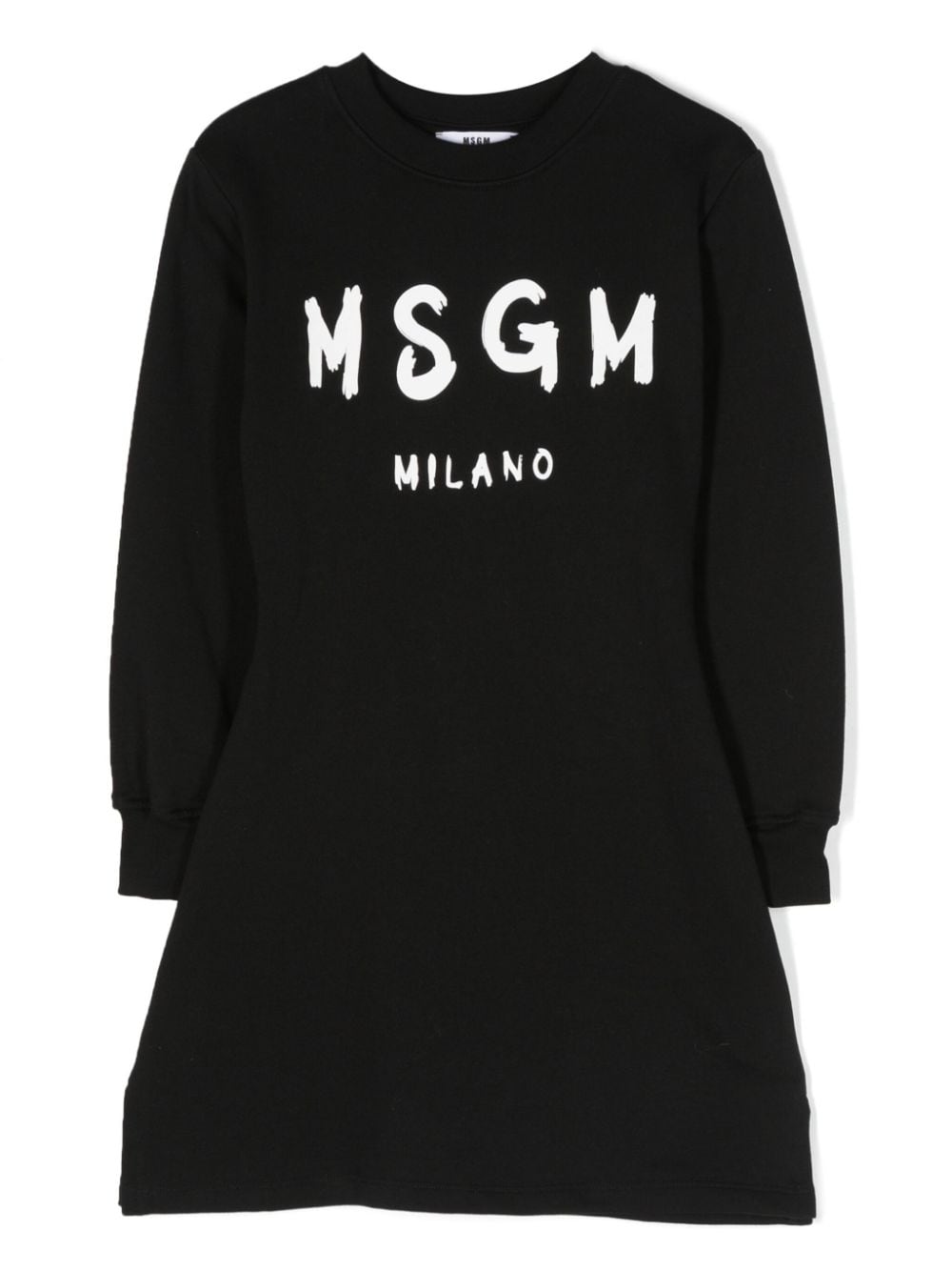 msgm kids robe-sweat à logo imprimé - noir