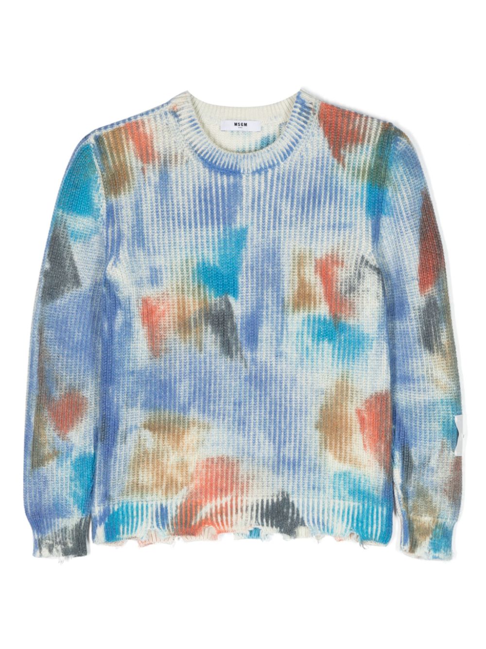 Msgm Abstract-print Wool-blend Jumper In Blau