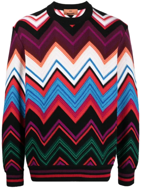 Missoni suéter con cuello redondo y motivo en zigzag