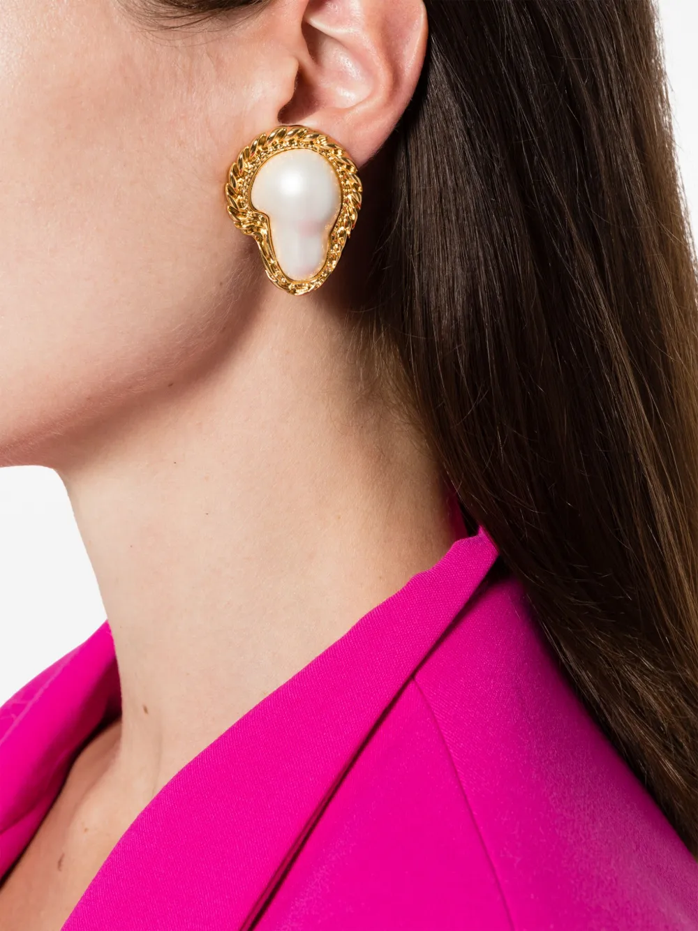 Moschino faux-pearl embellished clip earrings - Goud
