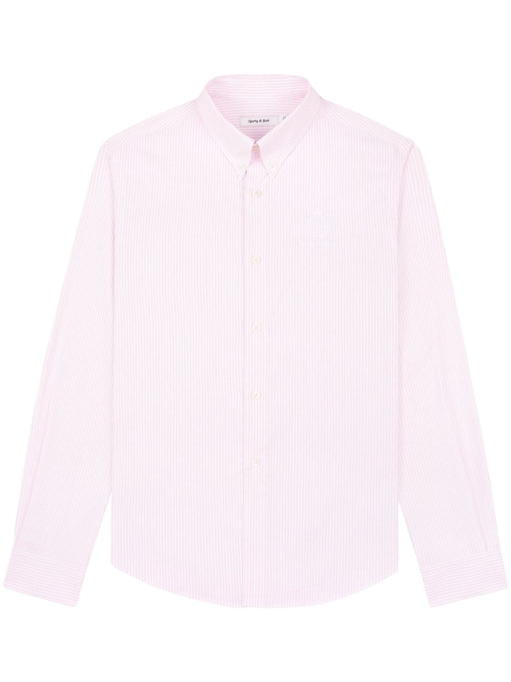 Shop Sporty And Rich Striped Button-up Shirt In Pink