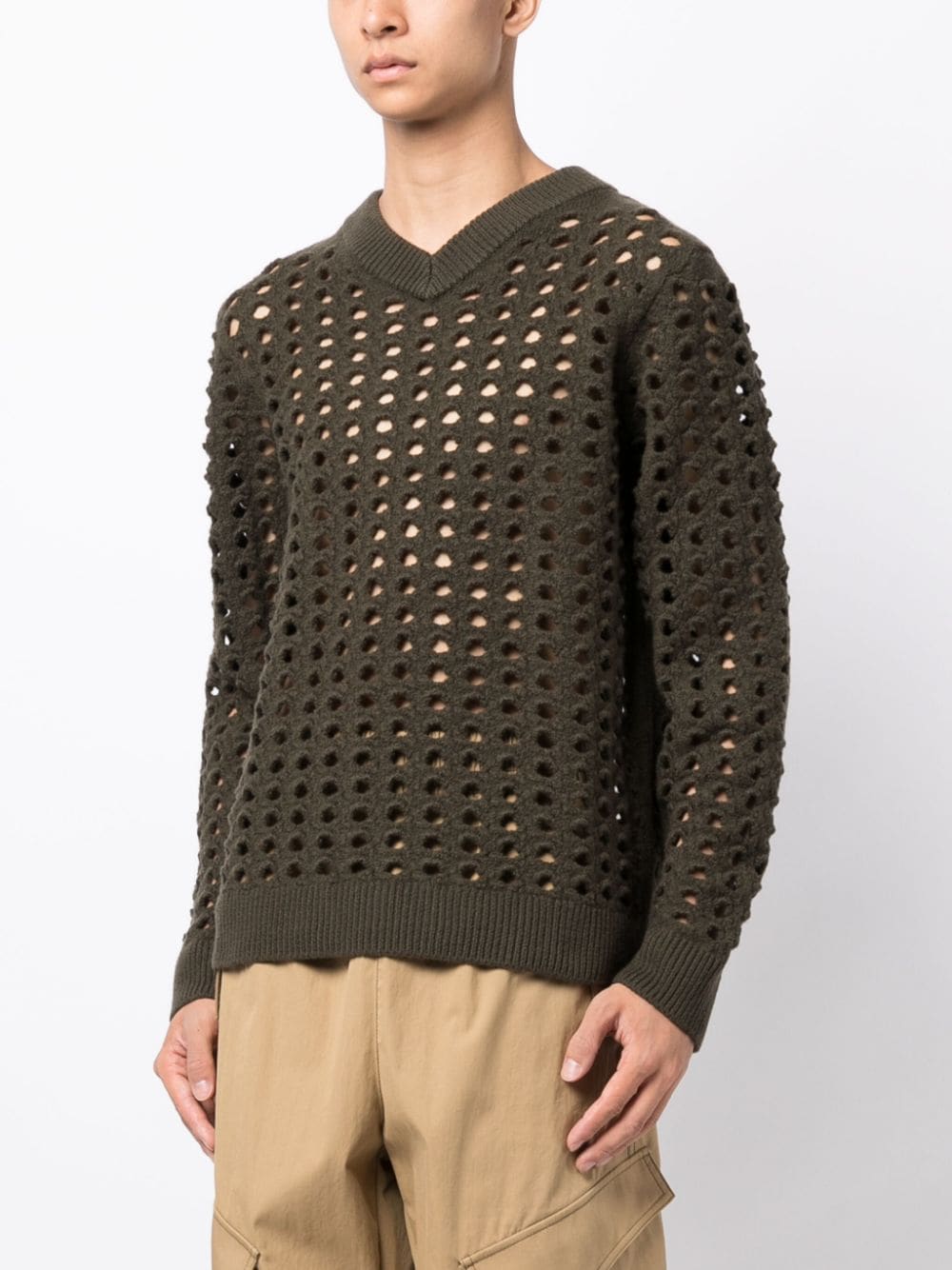 Shop Craig Green Long-sleeve Perforated Sweatshirt In Green