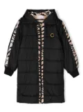 Roberto Cavalli Junior logo-embroidered padded coat - Black