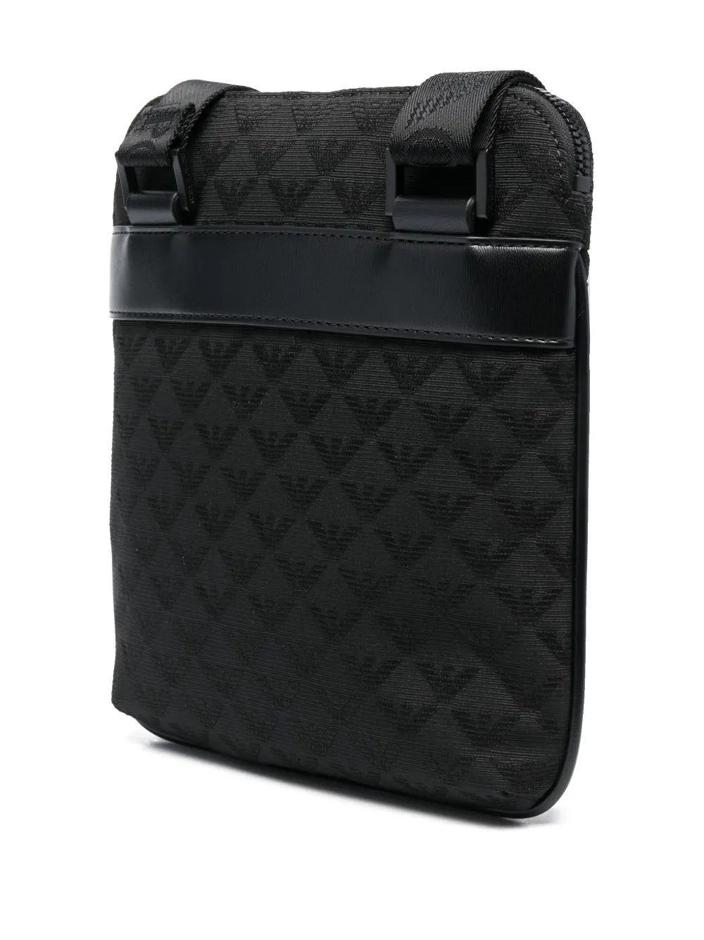 Shop Emporio Armani Logo-jacquard Messenger Bag In Black