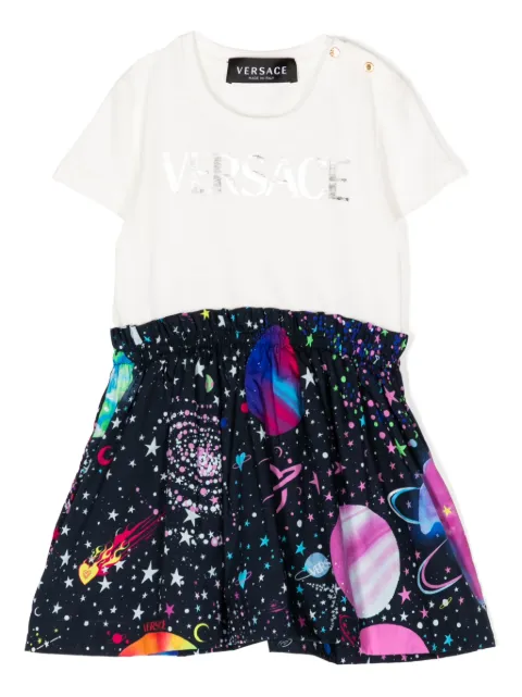 Versace Kids space-print flared dress 