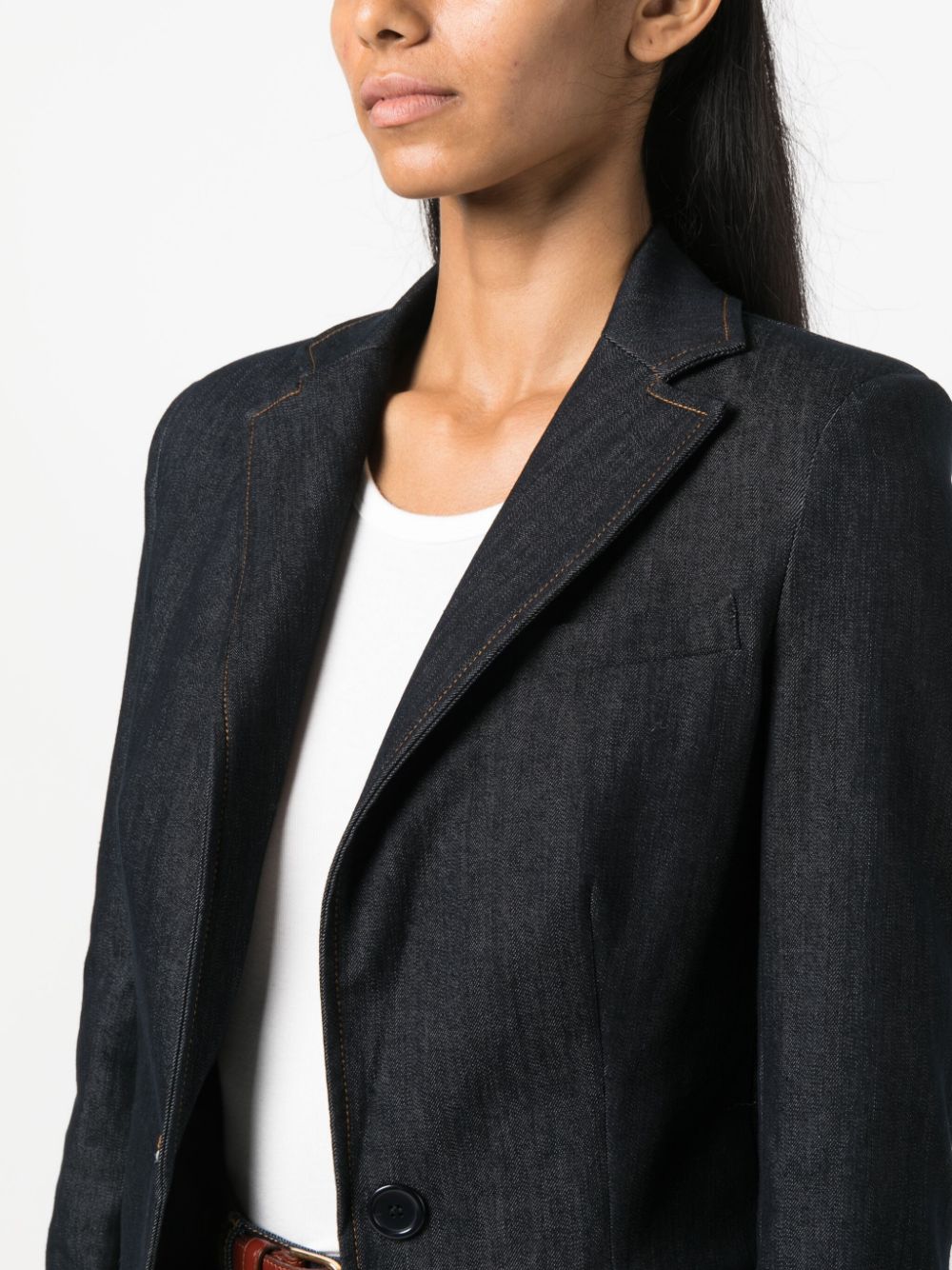 Shop Twinset Single-breasted Cotton-blend Blazer In Blue