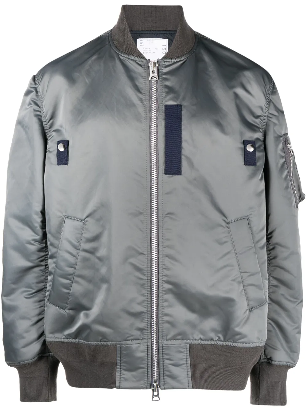 Shop Sacai Zip-up Puffer Bomber Jacket In Grey